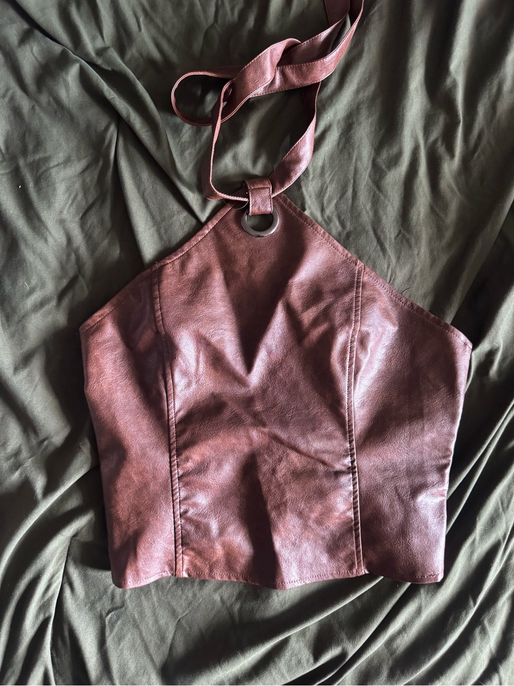 Faux Leather Halter Crop Top
